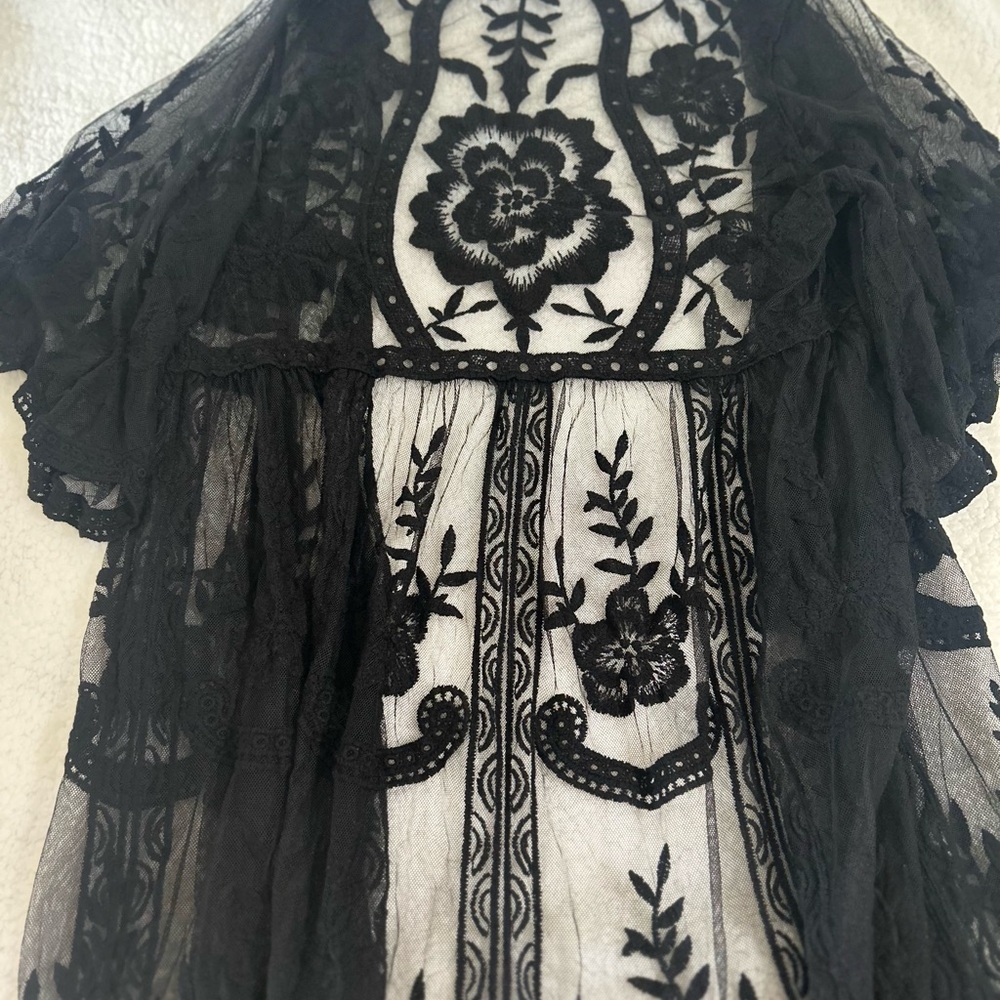 Marshalls Black and White Floral Swim Coverup